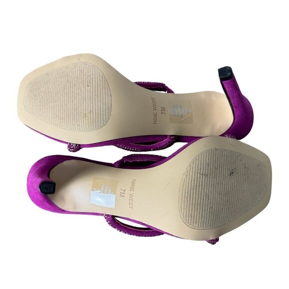 Nine West Zarleen 2 Slip On Heel in Dark Pink Fabric Rhinestones Women's Size 7M - Picture 12 of 13